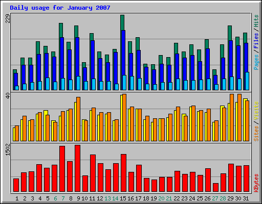 Daily usage for January 2007